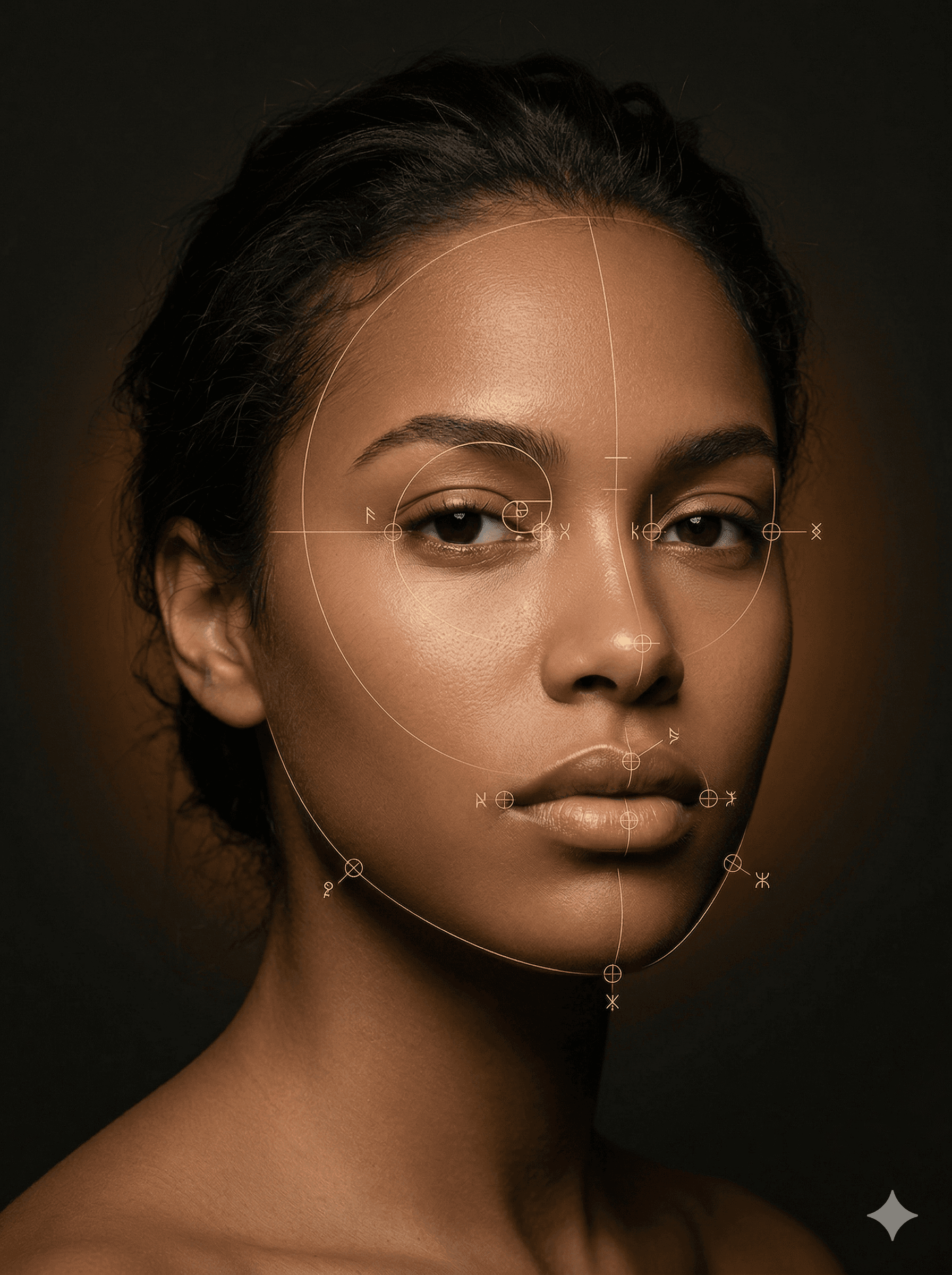 Brazilian woman portrait with symmetry nodes